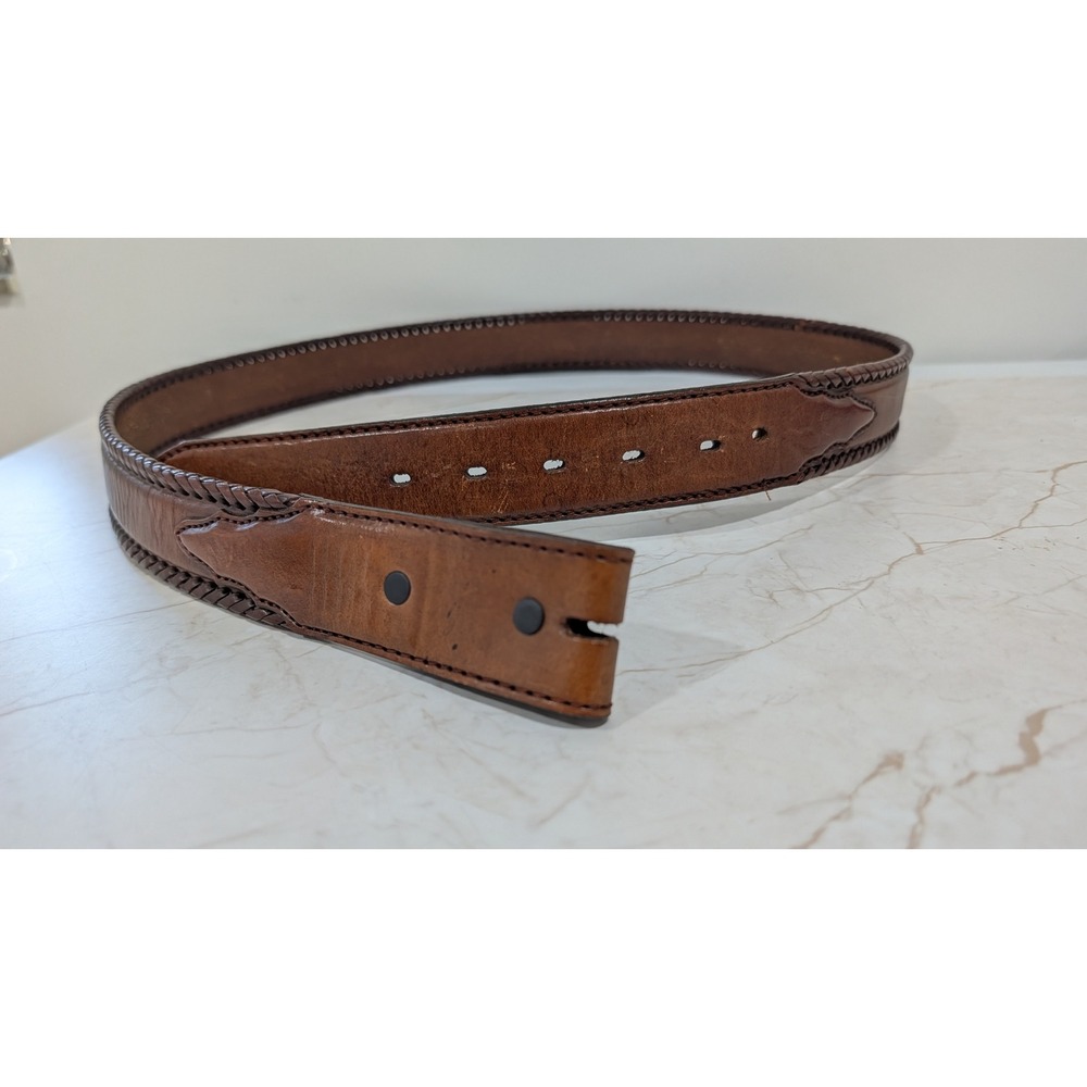 Justin Mens Brown Leather Western Belt Braided Edge 940BD Size 40